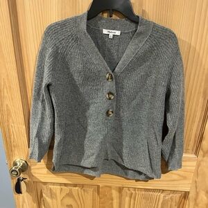 Madewell Gray Ribbed Sweater with Buttons